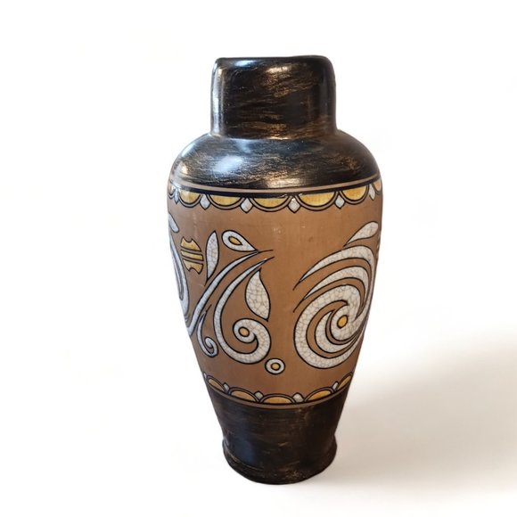 Vintage Formalities By Baum Bros Insert Copper Swirl Collection 14" Ceramic Vase - Picture 2 of 7